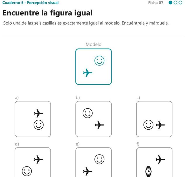 Ficha «Encuentre la figura igual» del Cuaderno 5