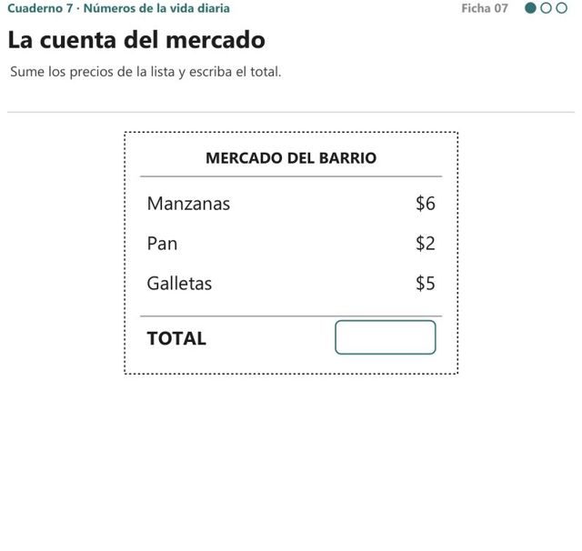 Ficha «La cuenta del mercado» del Cuaderno 7